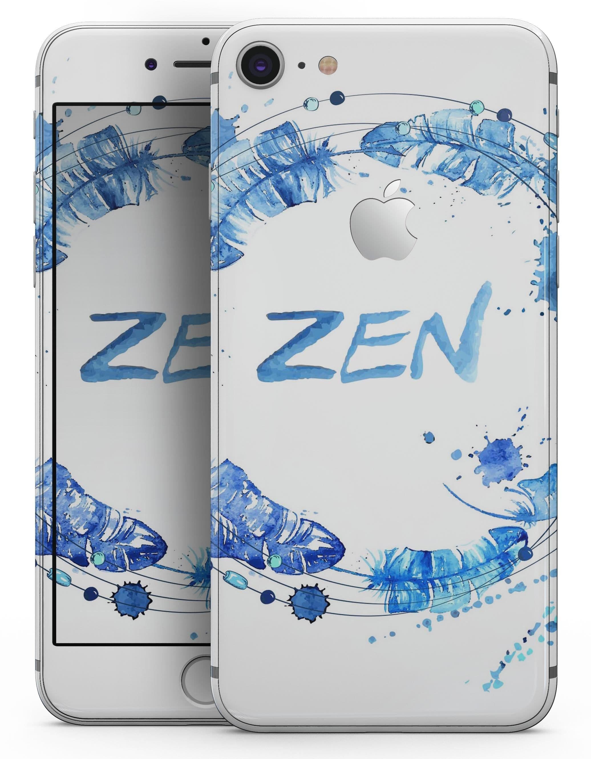 image-Abstract Watercolor Blue Feather Circle - Skin-kit for the iPhone 8 or