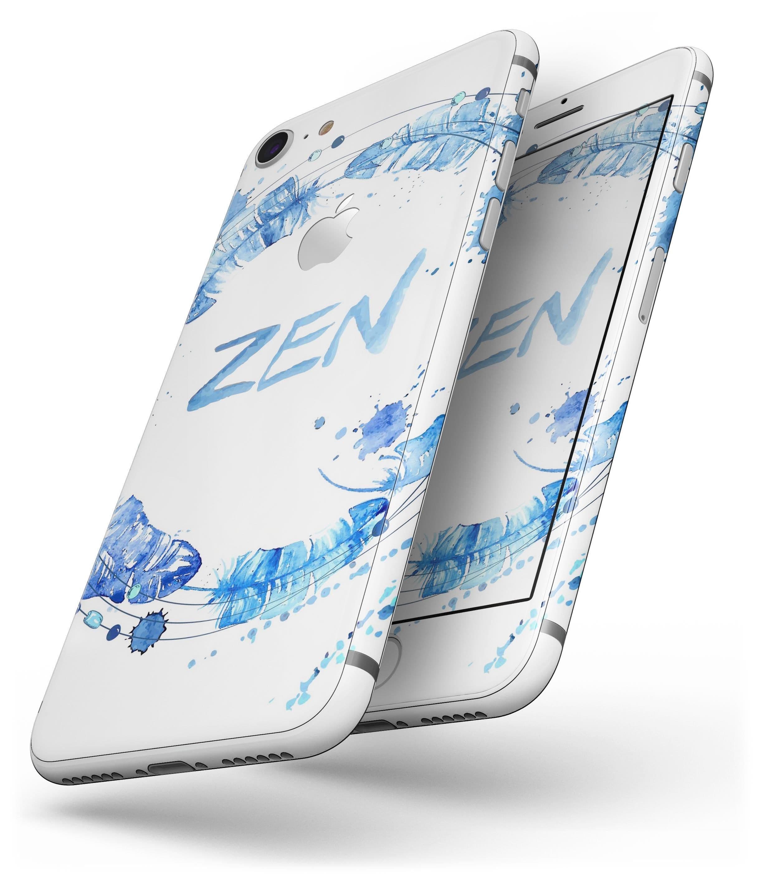 image-Abstract Watercolor Blue Feather Circle - Skin-kit for the iPhone 8 or