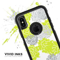 image-Gray and Lime Green Cartoon Roses - Skin Kit for the iPhone OtterBox
