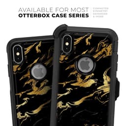 image-Black & Gold Marble Swirl V11 - Skin Kit for the iPhone OtterBox Cases
