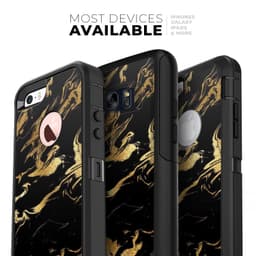 image-Black & Gold Marble Swirl V11 - Skin Kit for the iPhone OtterBox Cases
