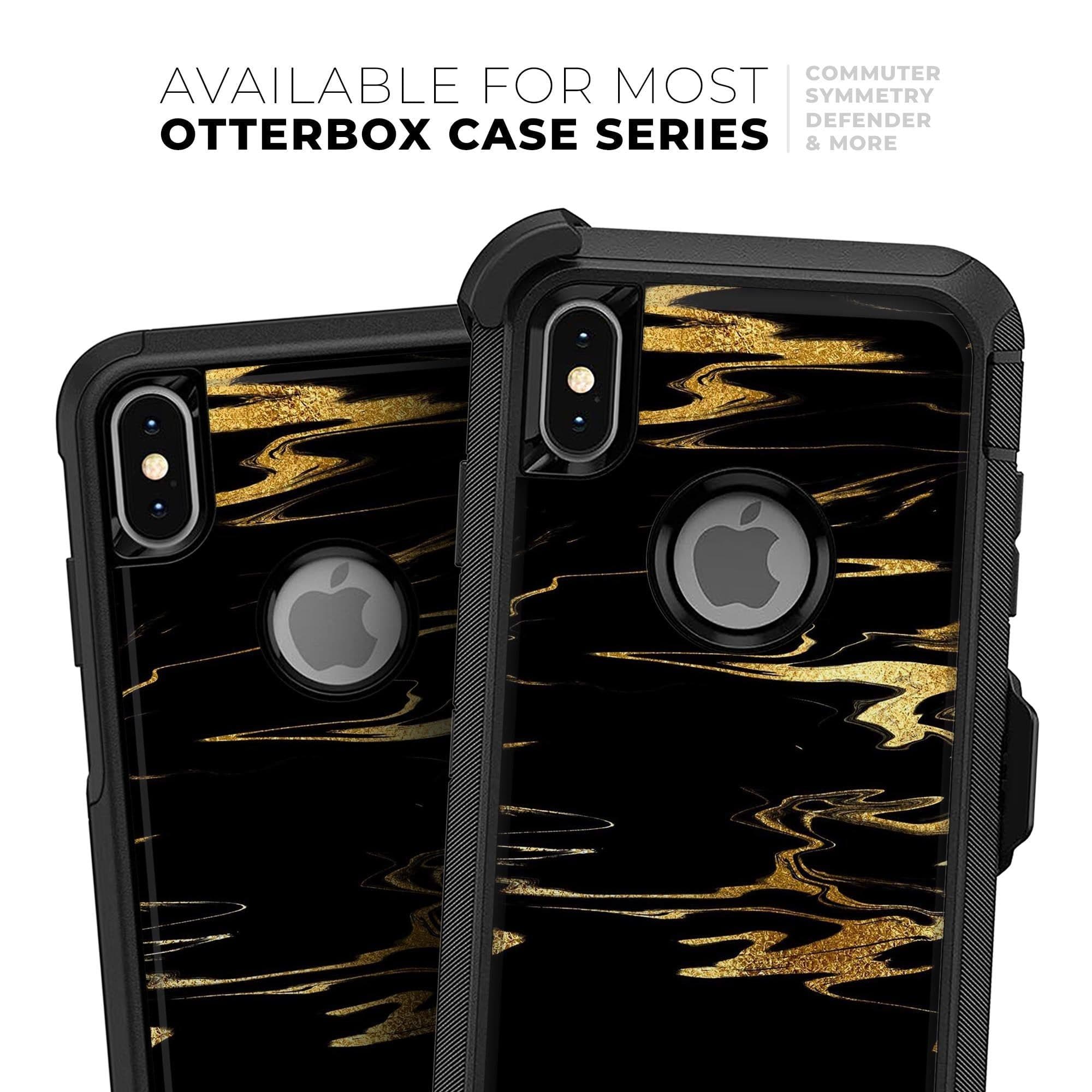 image-Black & Gold Marble Swirl V2 - Skin Kit for the iPhone OtterBox Cases