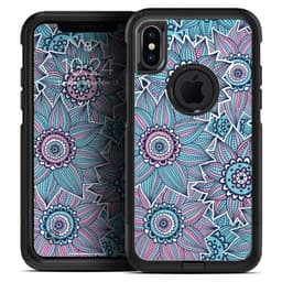 image-Pink & Blue Flowered Pattern - Skin Kit for the iPhone OtterBox Cases