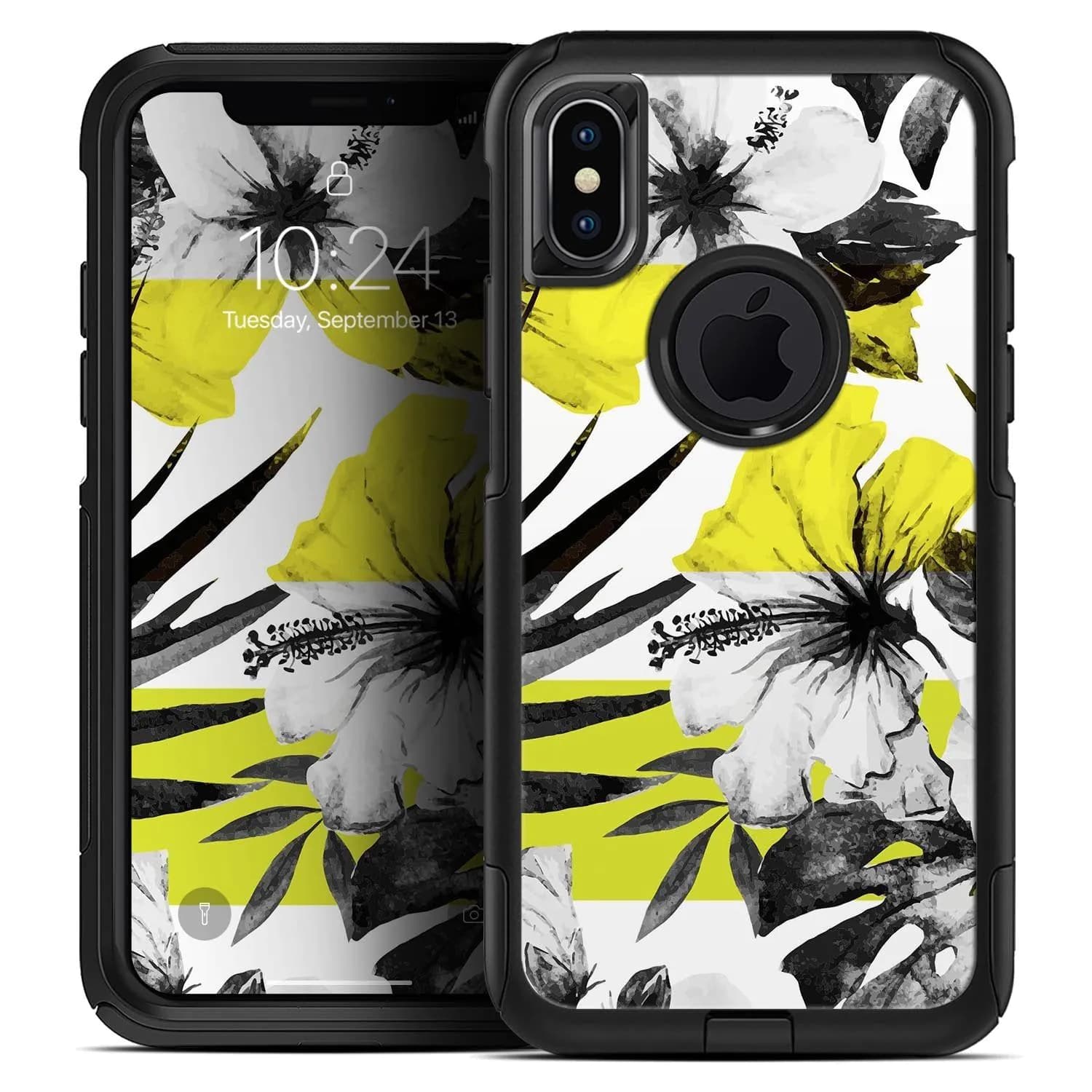 image-Tropical BW Sun Floral - Skin Kit for the iPhone OtterBox Cases