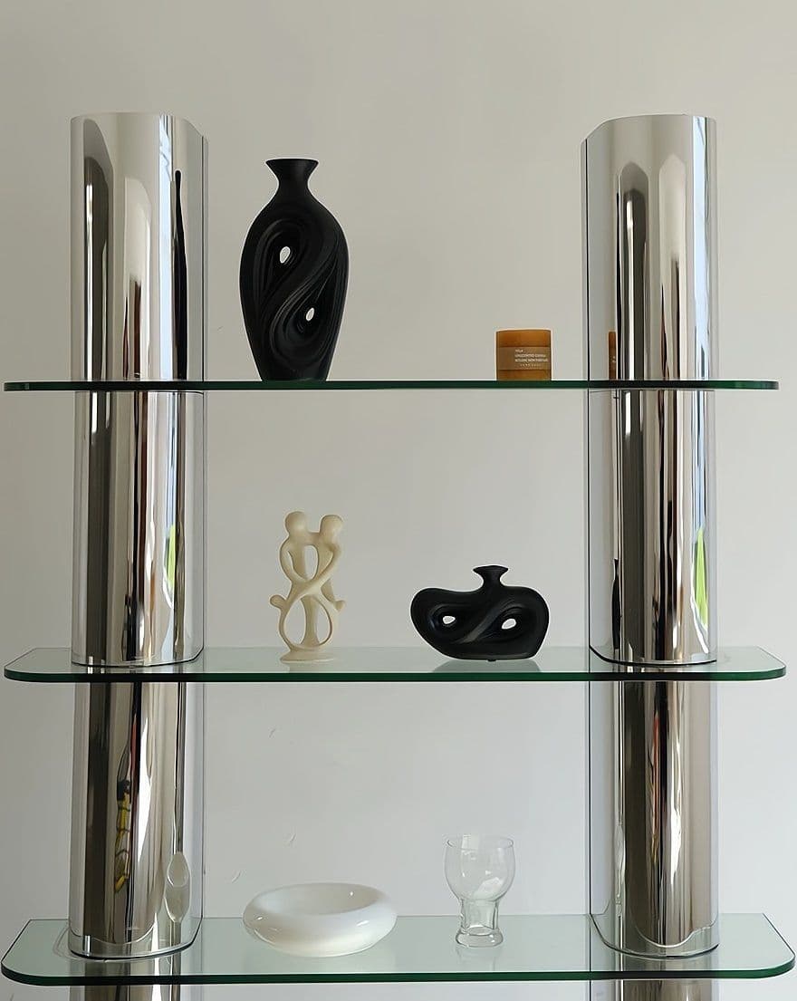 image-Handmade Contemporary Abstract Ceramic Black Flower Vase - Decorative