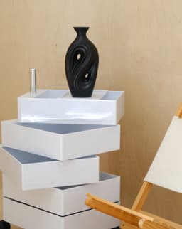 image-Handmade Contemporary Abstract Ceramic Black Flower Vase - Decorative