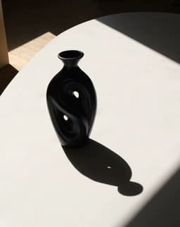 image-Handmade Contemporary Abstract Ceramic Black Flower Vase - Decorative