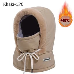 image-Cold Weather Thermal Balaclava Scarf Winter Windproof Hood Hat Plush Neck Warmer Ski Face Mask for Outdoor Activities