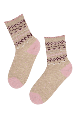 image-ITI beige socks for women with decorations