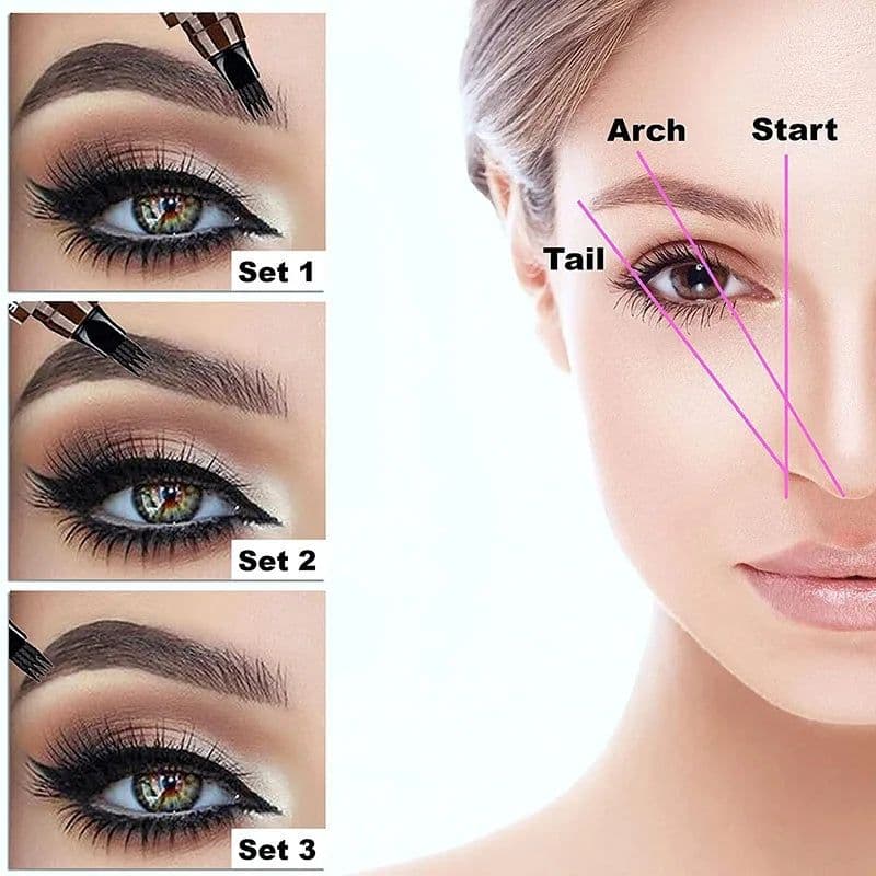 image-4 Point Eyebrow Pencil Maquillajes Para Mujer Waterproof Liquid Eyebrow Pen Makeup Long Lasting Cosmetic Microblade Brow Pencil