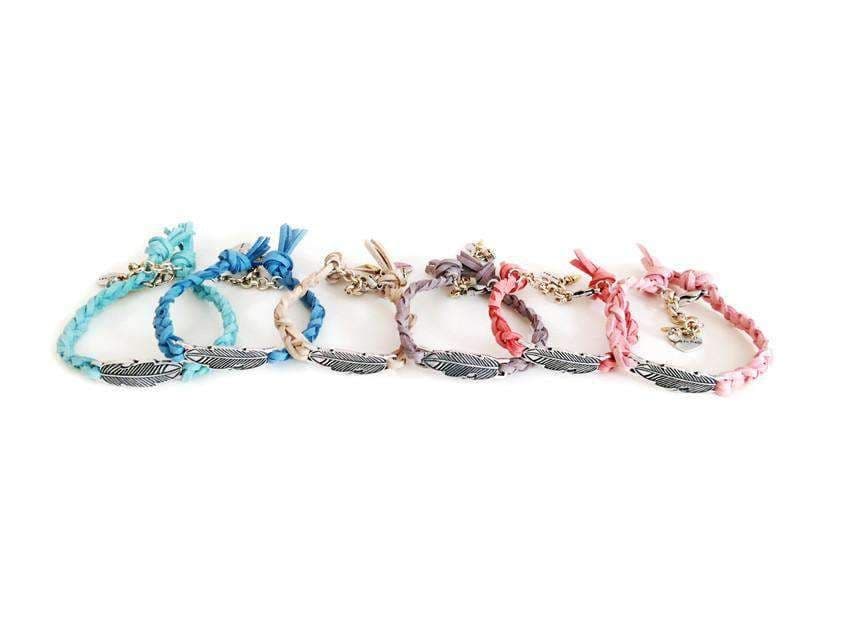 image-Woven and braided Bracelets with feather and suede leather in 6