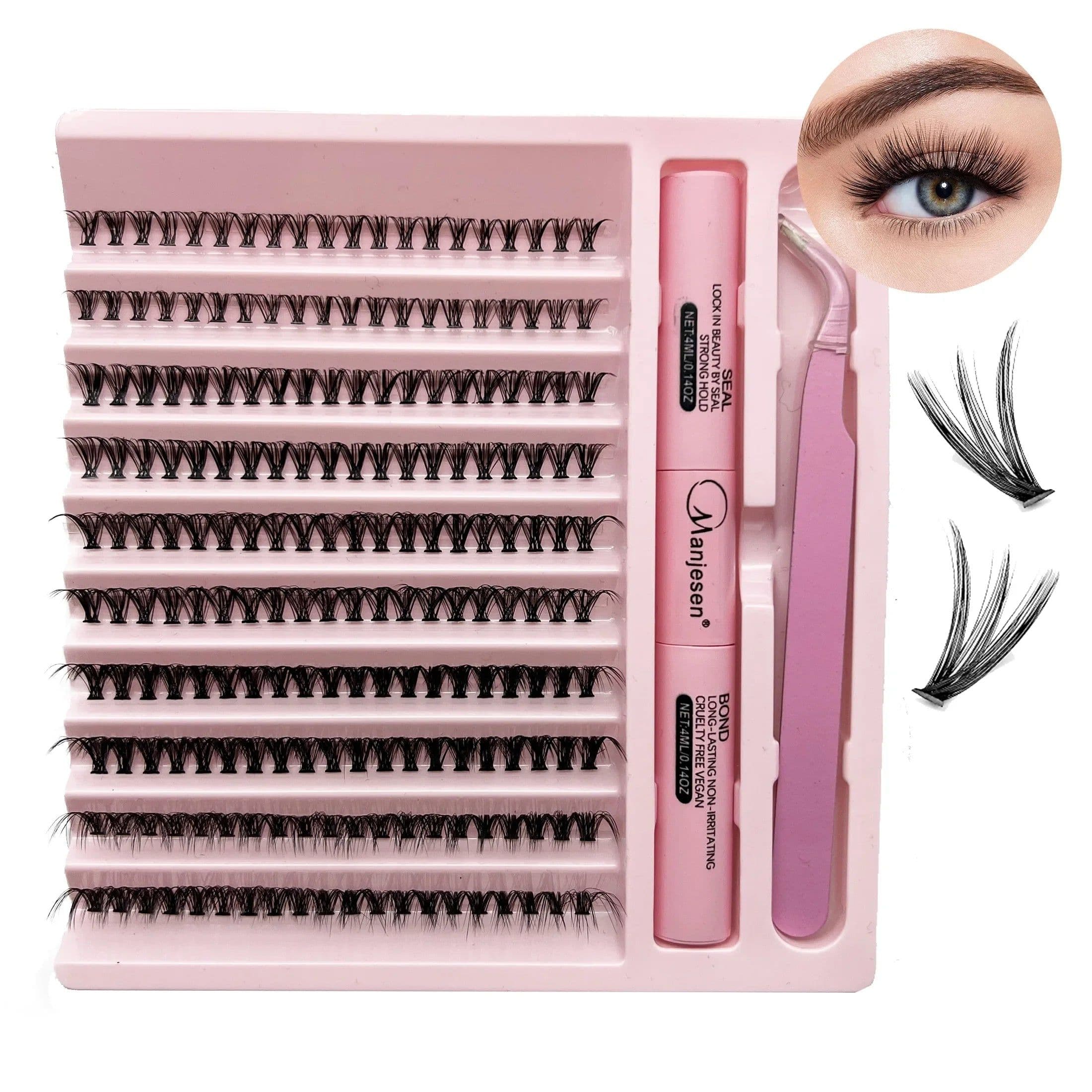 image-DIY Lashes Extension Kit Eyelashes 200 PCS Clusters Lash Bond and Seal Makeup Tools for Gluing Lashes Gluing Glue Accessories