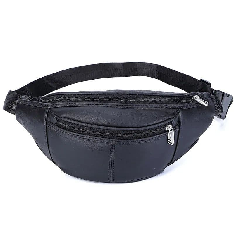 image-Fashion Men Genuine Leather Fanny Bag for Phone Pouch Male Leather Messenger Bags Brand Fanny Pack Male Travel Waist Bag Men