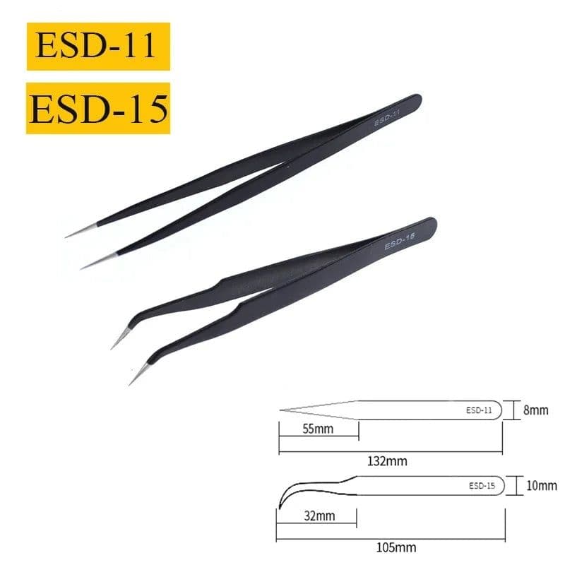 image-2/6pcs Precision Tweezers Set ESD Anti-Static Stainless Steel Tweezers Repair Tools for Electronics Repair Soldering Craft Tools