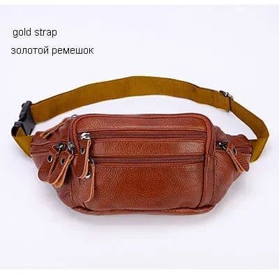 image-Fashion Men Genuine Leather Fanny Bag for Phone Pouch Male Leather Messenger Bags Brand Fanny Pack Male Travel Waist Bag Men
