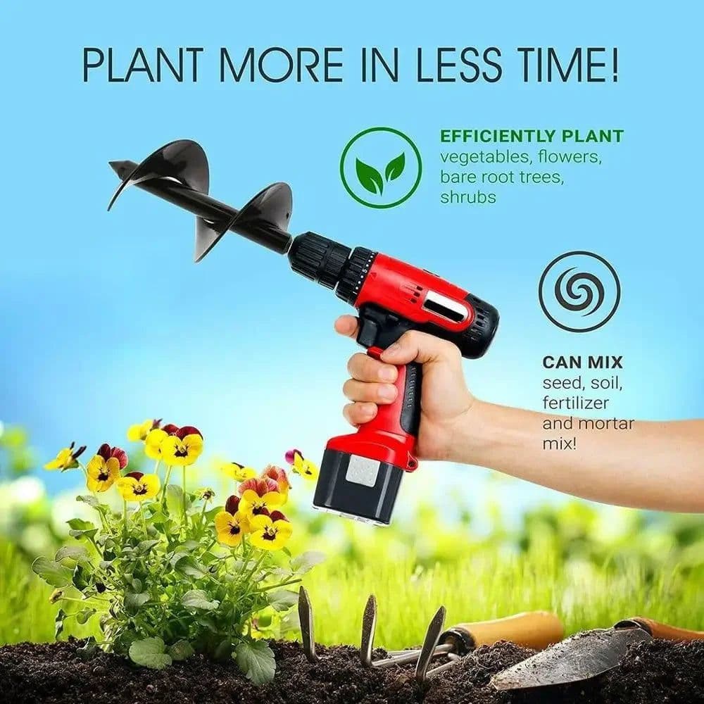 image-DIY Carbon Steel Planter Garden Auger Spiral Drill Bit Flower Planting Hole Digger Drill Bit Yard Gardening Bedding Planting