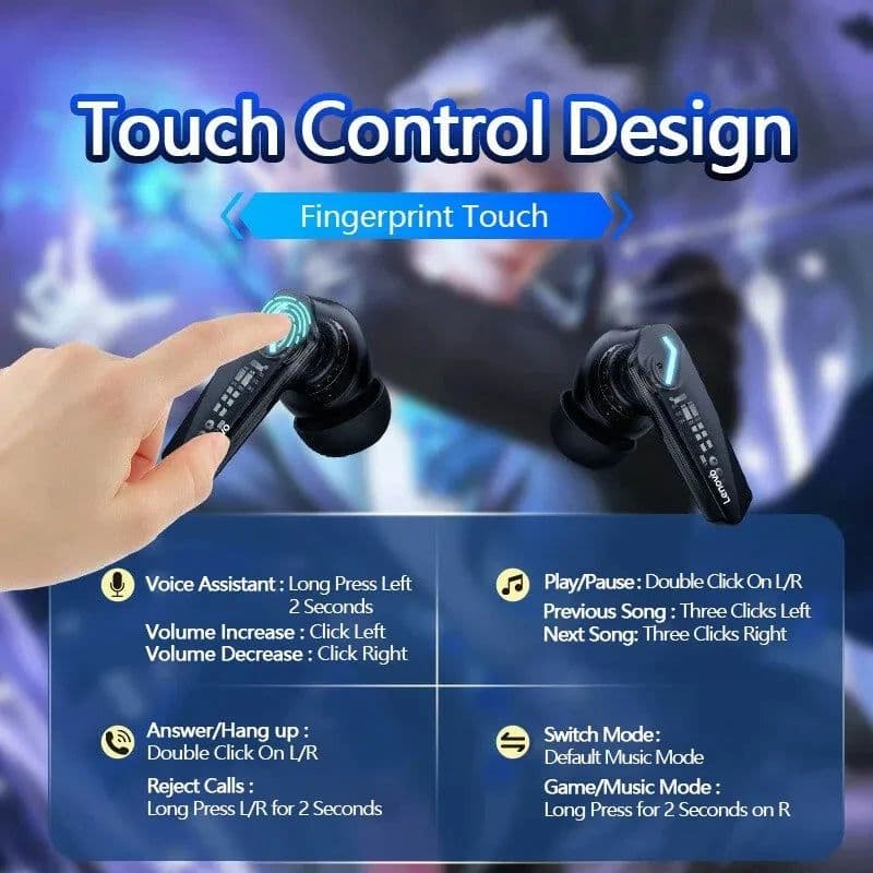image-Choice Lenovo GM2 Pro TWS Wireless Headphones Earphone Bluetooth-compatible 5.3 Waterproof Headset with Mic for Xiaomi iPhone
