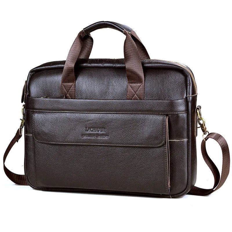 image-Men Genuine Leather Handbags Casual Leather Laptop Bags Male Business Travel Messenger Bags Men's Crossbody Shoulder Bag