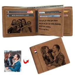 image-Picture Engraving Wallet PU Leather Wallet Bifold Custom Photo Engraved Wallet Festival Gifts For Him Custom Personalized Wallet