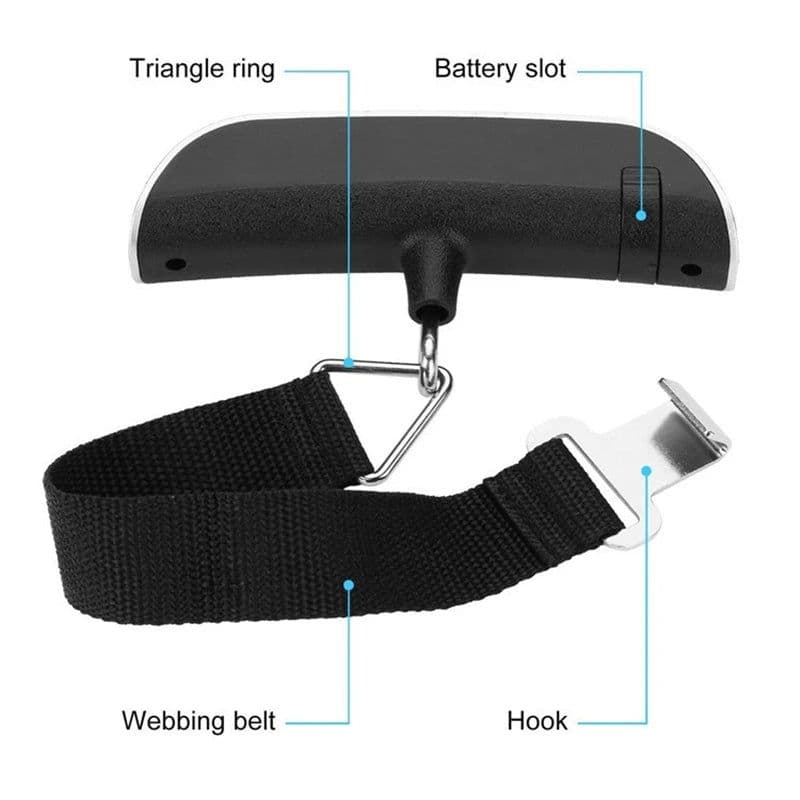 image-Portable Scale Digital LCD Display 110lb/50kg Electronic Luggage Hanging Suitcase Travel Weighs Baggage Bag Weight Balance Tools