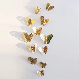 image-12Pcs/Set Hollow 3D Butterfly Wall Stickers For Wedding Decoration Living Room Window Home Decor Gold Silver Butterflies Decals