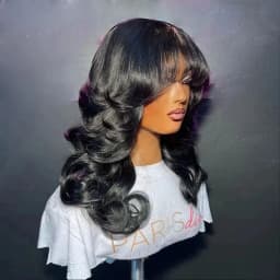image-Body Wave human hair wigs With Bangs Full Machine Made Wig Cheap Brazilian Hair Wigs Short Bob 3x1 HD Lace Wigs for Women Choice