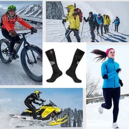 image-Heated Socks Rechargeable 5000mah Electric Heated Skiing Socks Snowboarding Outdoor Sports Foot Warmer Winter Thermal Socks