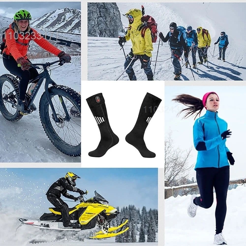 image-Heated Socks Rechargeable 5000mah Electric Heated Skiing Socks Snowboarding Outdoor Sports Foot Warmer Winter Thermal Socks