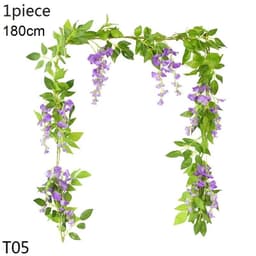 image-Artificial Flower Wisteria Vine Ivy Leaf Garland Silk Rose Flowers Rattan String Vine Wedding Arch Flower Home Garden Decoration