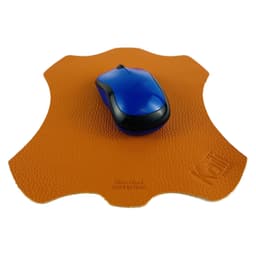 image-K0001LB | Tappetino per Mouse Made in Italy in Vera Pelle pieno fiore, grana dollaro - Colore Arancione - Dimensioni: cm 20 x 23 - Confezione: Sacchetto tubolare Tnt