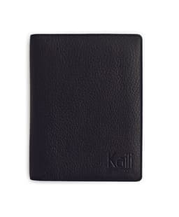 image-K0008AB | Porta Conto in Vera Pelle pieno fiore, grana dollaro. Mini slot interne e asola porta penna. Colore Nero. Dimensioni: cm 12 x 16 x 1. Confezione: Sacchetto Tnt