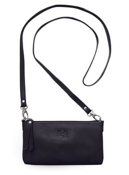 image-K0013AB | Tracollina Donna in Vera Pelle pieno fiore, con leggera grana. Tracolla removibile. Accessori Nickel Lucido. Colore Nero. Dimensioni: cm 20 x 10,5 x 2. Confezione: Sacchetto Tnt