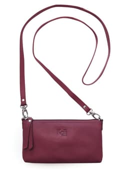 image-K0013NB | Tracollina Donna in Vera Pelle pieno fiore, con leggera grana. Tracolla removibile. Accessori Nickel Lucido. Colore Malva. Dimensioni: cm 20 x 10,5 x 2. Confezione: Sacchetto Tnt