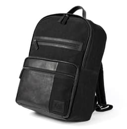 image-K0023AB | Zaino Porta Notebook in Canvas/Vera Pelle, pieno fiore, volanata - Colore Nero. Accessori Nickel Anticato, Chiusura con lampo. Dimensioni: cm 29 x 40 x15. Confezione: Sacchetto Tnt