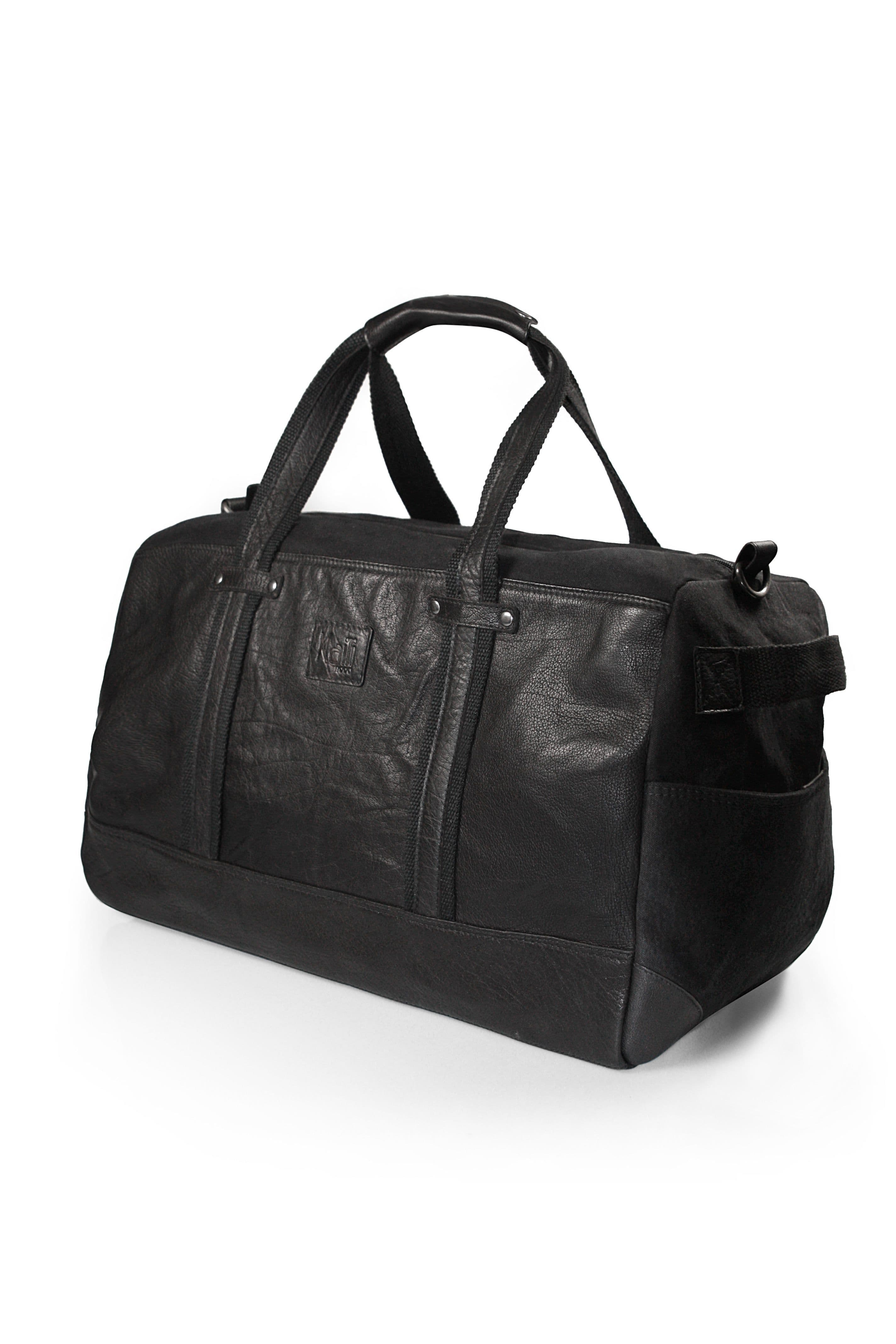 image-K0024AB | Travel Bag - Canvas/Genuine Leather Col. Black