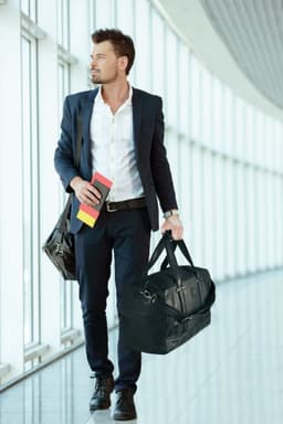 image-K0024AB | Travel Bag - Canvas/Genuine Leather Col. Black