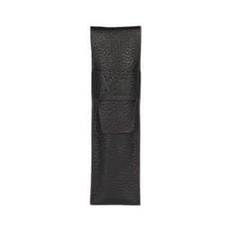 image-K0028AB | Custodia per Penne in Vera Pelle pieno fiore, grana dollaro - Colore Nero con bordi Rossi - Dimensioni: cm 4,5 x 16,5 x 1 - Confezione: Scatola regalo fondo/coperchio