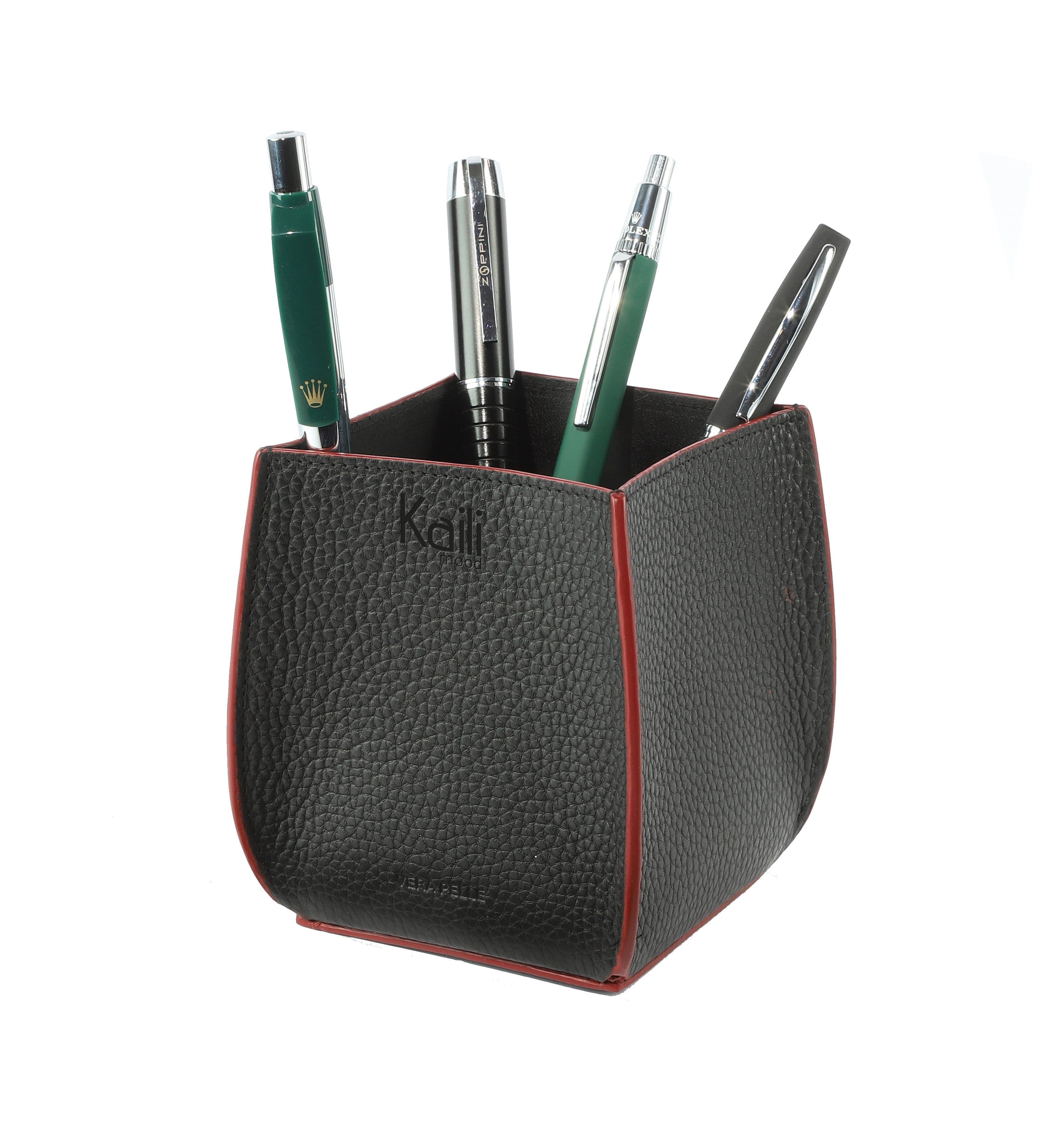 image-K0032AB | Desk pen holder - Genuine Leather Col. Black