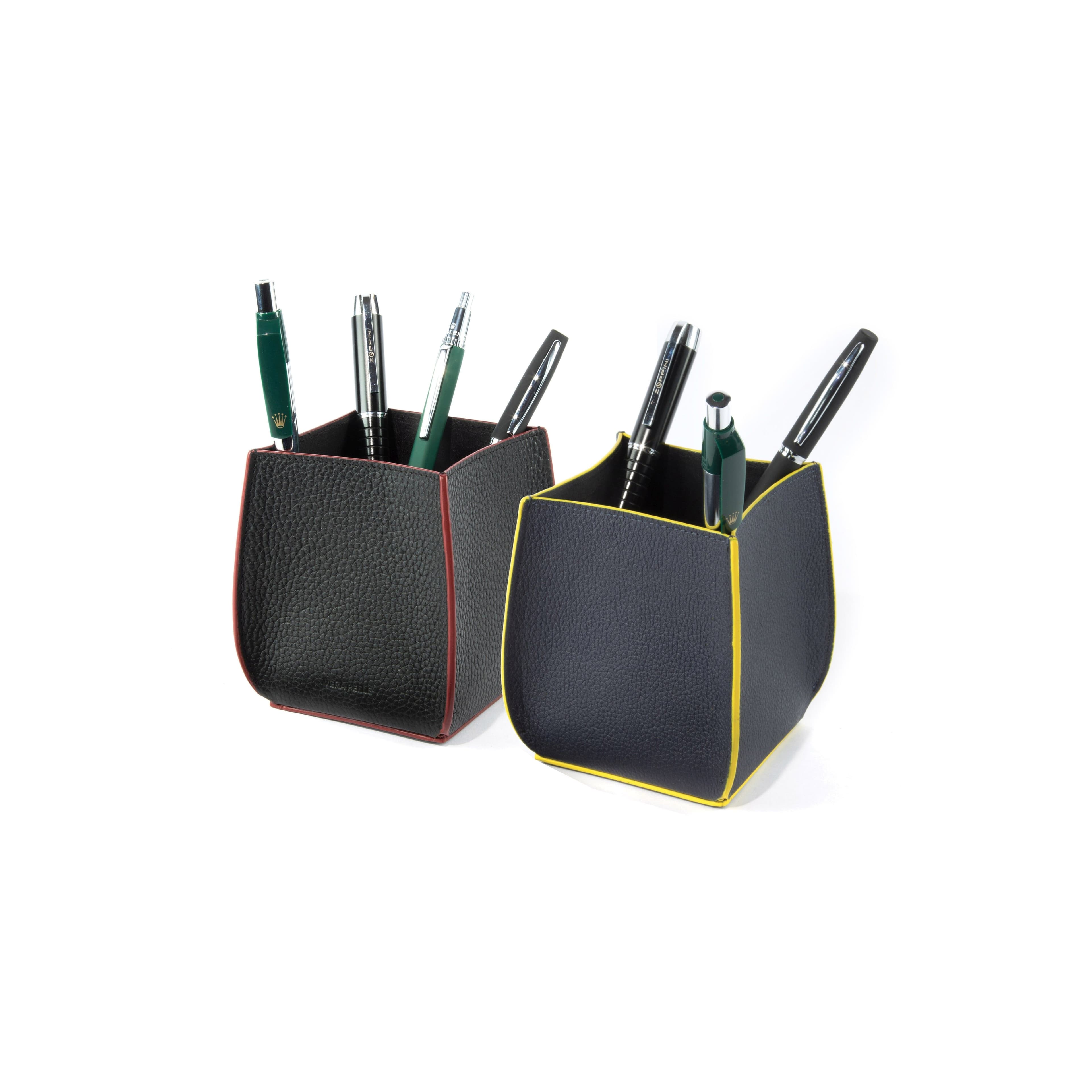 image-K0032AB | Desk pen holder - Genuine Leather Col. Black