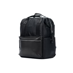 image-K0037AB | Zaino Idrorepellente in Nylon Waterproof/Vera Pelle pieno fiore con leggera grana - Colore Nero - Accessori Nickel lucido. Dimensioni: cm 27 x 39 x 19 - Confezione: Sacchetto Tnt