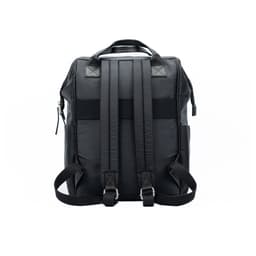 image-K0037AB | Zaino Idrorepellente in Nylon Waterproof/Vera Pelle pieno fiore con leggera grana - Colore Nero - Accessori Nickel lucido. Dimensioni: cm 27 x 39 x 19 - Confezione: Sacchetto Tnt