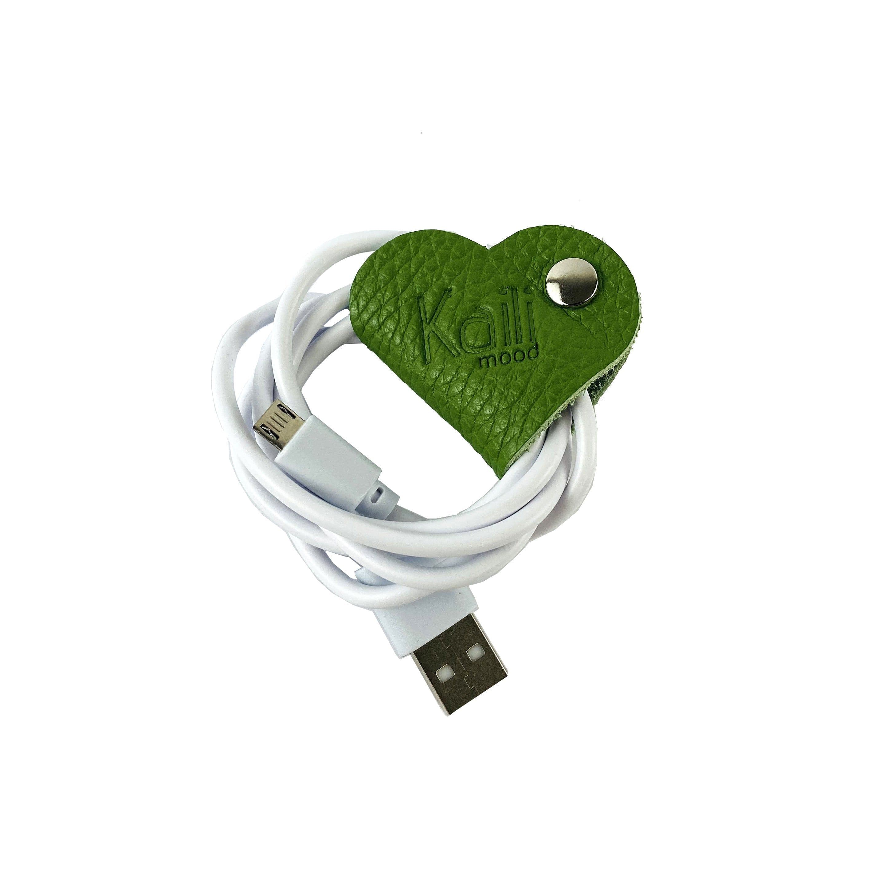 image-K0039EB | Genuine Leather Heart Cable Wrap Made in Italy Col. Green