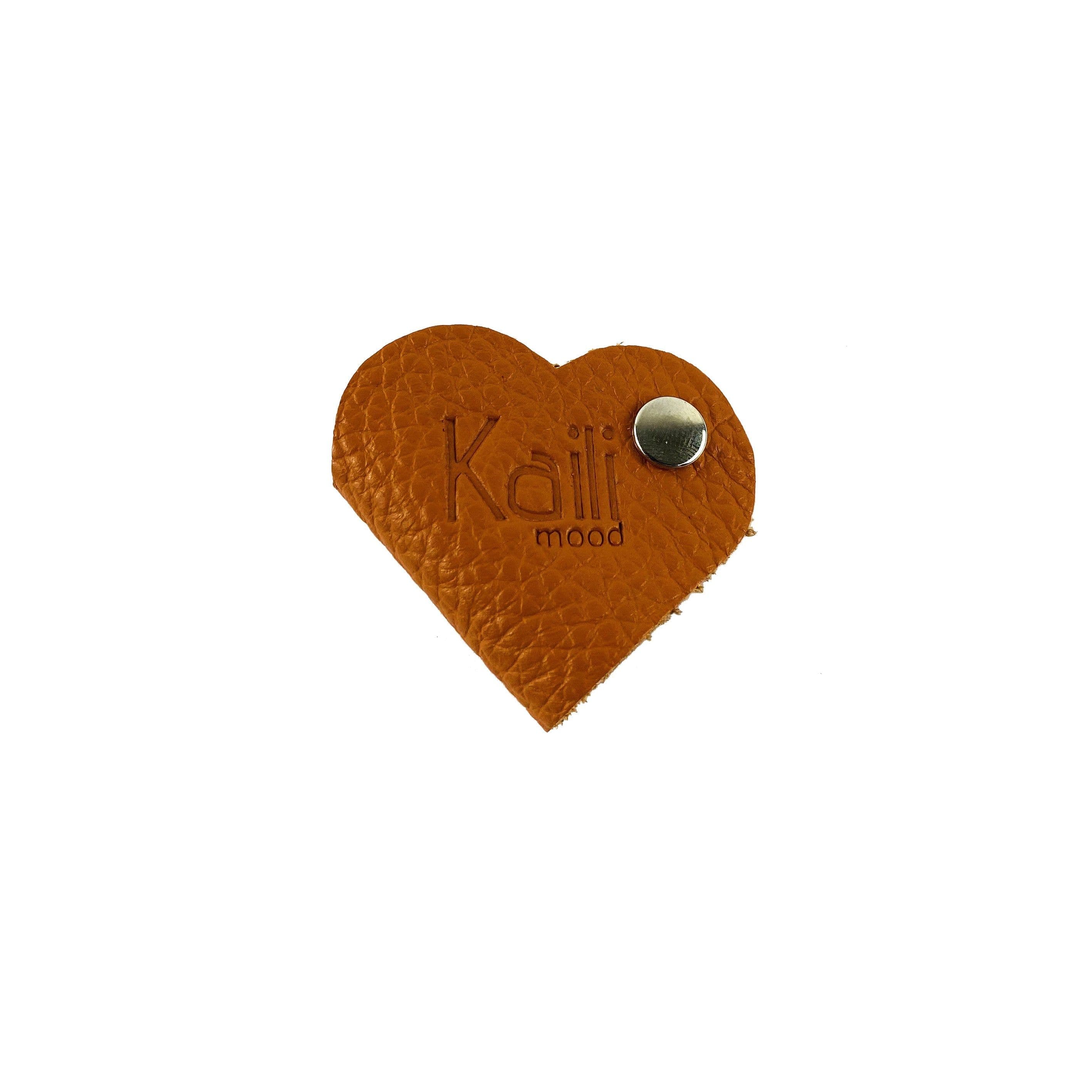 image-K0039LB | Genuine Leather Heart Cable Reel Made in Italy Col. Orange