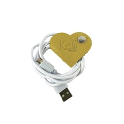 image-K0039RB | Avvolgicavo Cuore Made in Italy in Vera Pelle pieno fiore, grana dollaro - Colore Giallo - Dimensioni: cm 5 x 8 x 0,5 - Confezione: Gift Box rigido fondo/coperchio