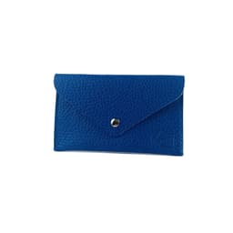 image-K0040DB | Bustina con pattina Made in Italy in Vera Pelle pieno fiore, grana dollaro - Colore Blu - Dimensioni: cm 13 x 8 x 0,5 - Confezione: Gift Box rigido fondo/coperchio