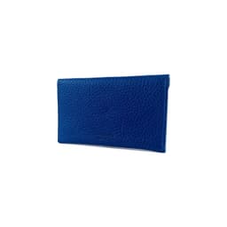 image-K0040DB | Bustina con pattina Made in Italy in Vera Pelle pieno fiore, grana dollaro - Colore Blu - Dimensioni: cm 13 x 8 x 0,5 - Confezione: Gift Box rigido fondo/coperchio