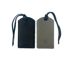 image-K0041AFB | Two-tone luggage tag in Genuine Leather Col. Black/Grey