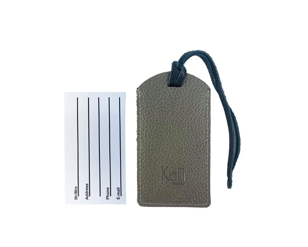 image-K0041AFB | Two-tone luggage tag in Genuine Leather Col. Black/Grey