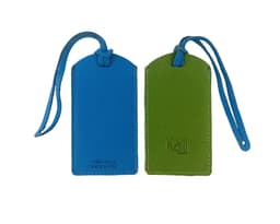 image-K0041EOB | Two-tone luggage tag in Green/Light Blue Genuine Leather
