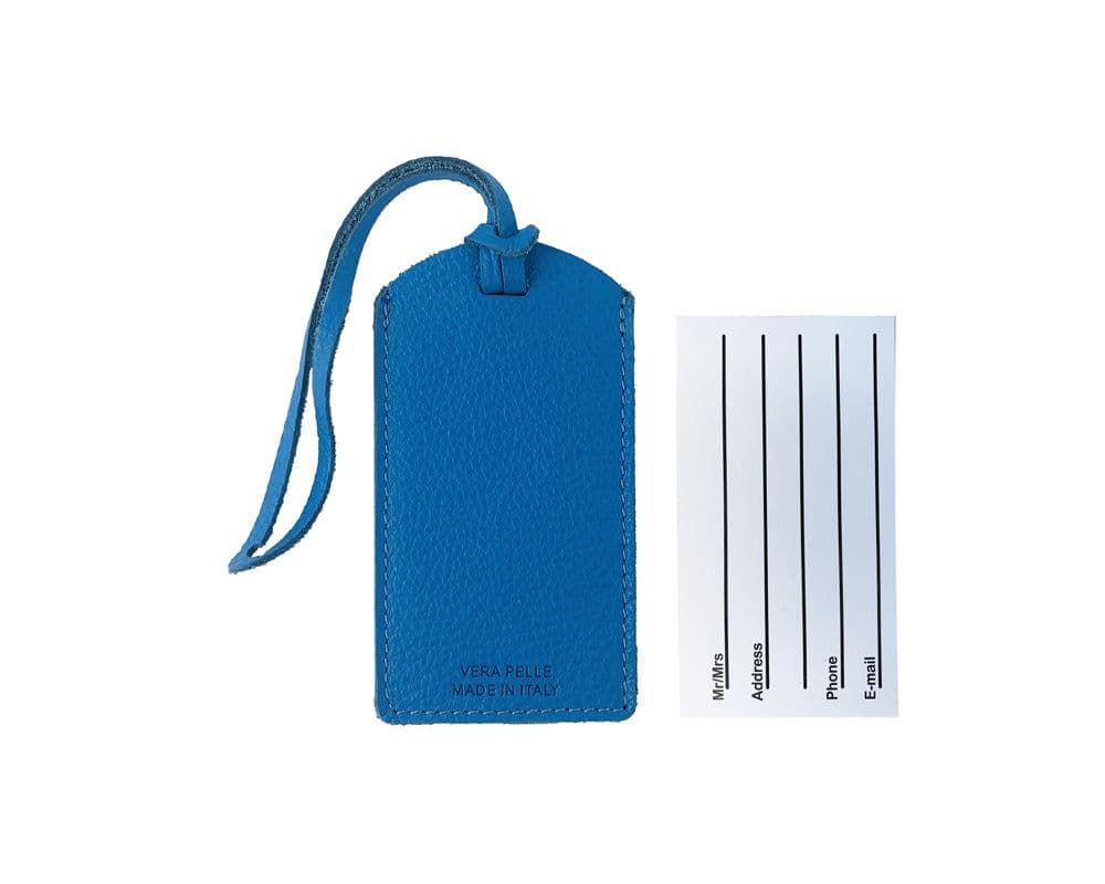 image-K0041EOB | Two-tone luggage tag in Green/Light Blue Genuine Leather